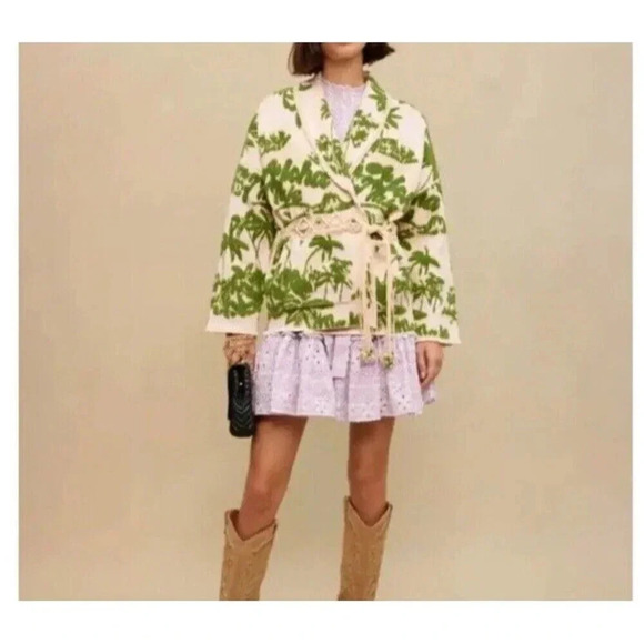 Maje Sweaters - Maje Womens Cardiagan Size Small Imprime Aloha Belted Cardigan Jacket $595